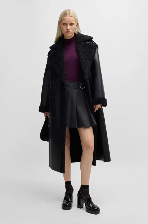 MULHER HUGO BOSS Camisolas E Cardigans>Camisola Com Meia Gola Alta Em Lã Virgem Com Mangas Caneladas
