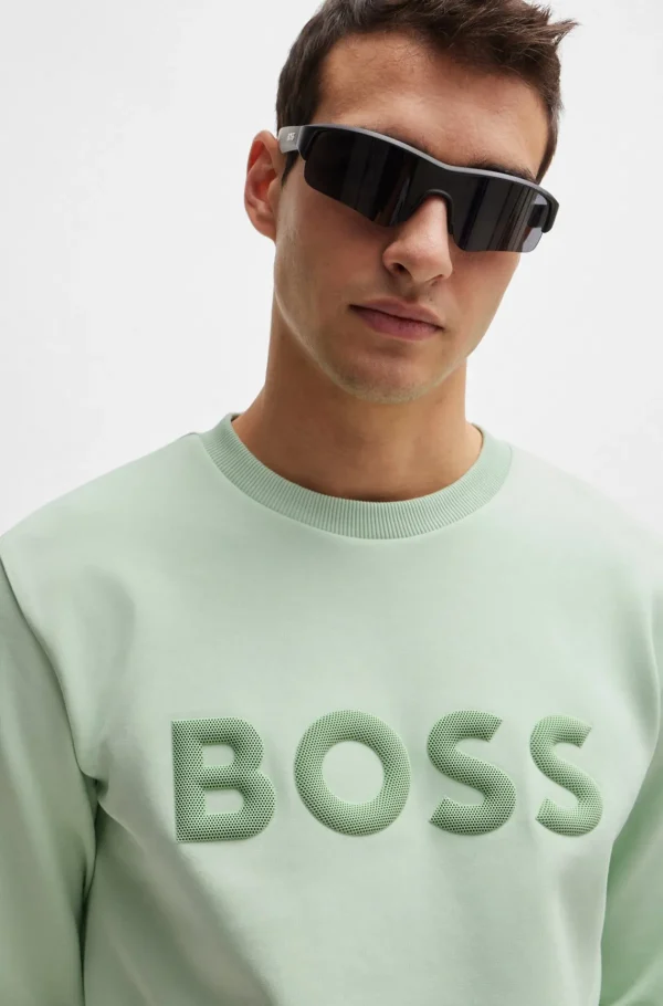HUGO BOSS Sweats E Hoodies>Camisola Com Mistura De Algodão Com Logótipo Moldado Em 3D