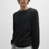 HUGO BOSS Camisolas E Cardigans>Camisola De Ajuste Descontraído De Algodão Com Um Padrão Em Jacquard