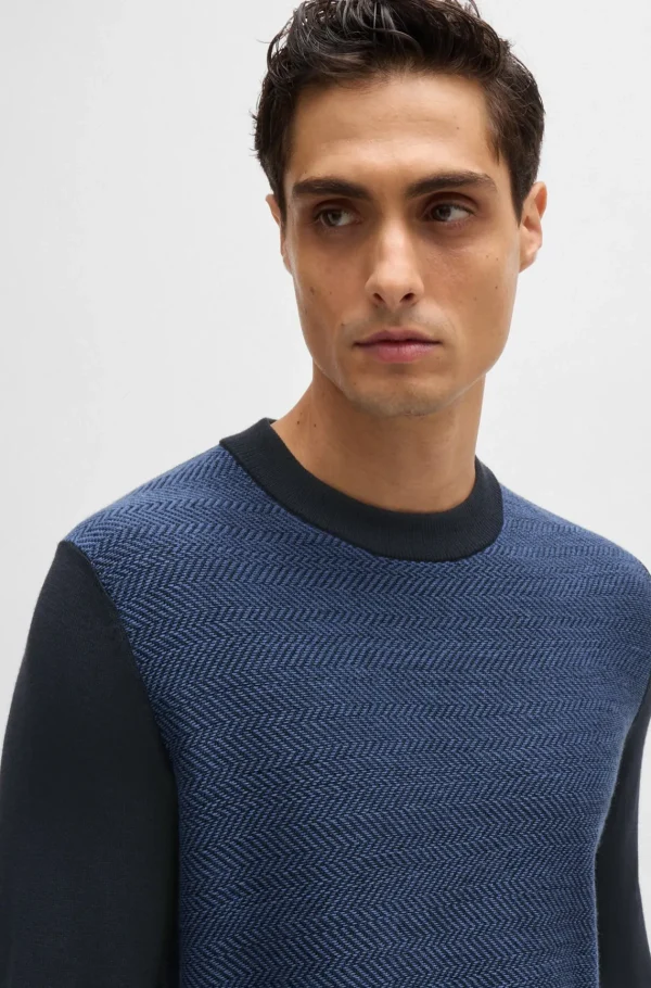 HUGO BOSS Camisolas E Cardigans>Camisola De Ajuste Regular Com Estrutura Em Espinha