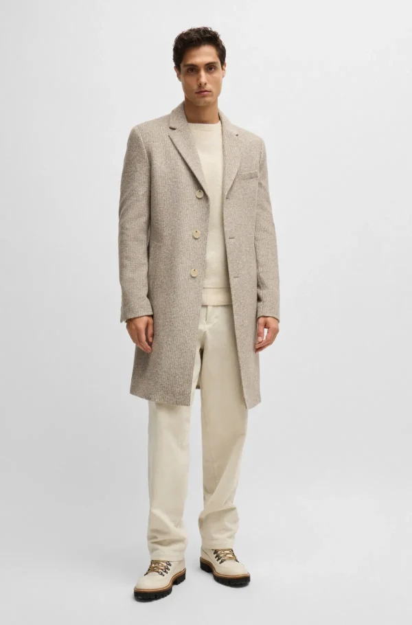 HUGO BOSS Camisolas E Cardigans>Camisola De Ajuste Regular Em Materiais Mistos Com Punhos Canelados