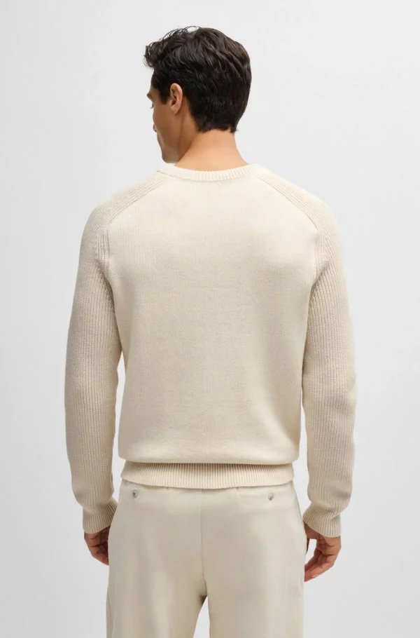 HUGO BOSS Camisolas E Cardigans>Camisola De Ajuste Regular Em Materiais Mistos Com Punhos Canelados