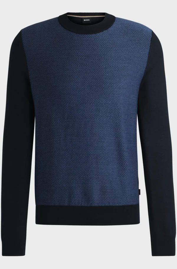 HUGO BOSS Camisolas E Cardigans>Camisola De Ajuste Regular Com Estrutura Em Espinha