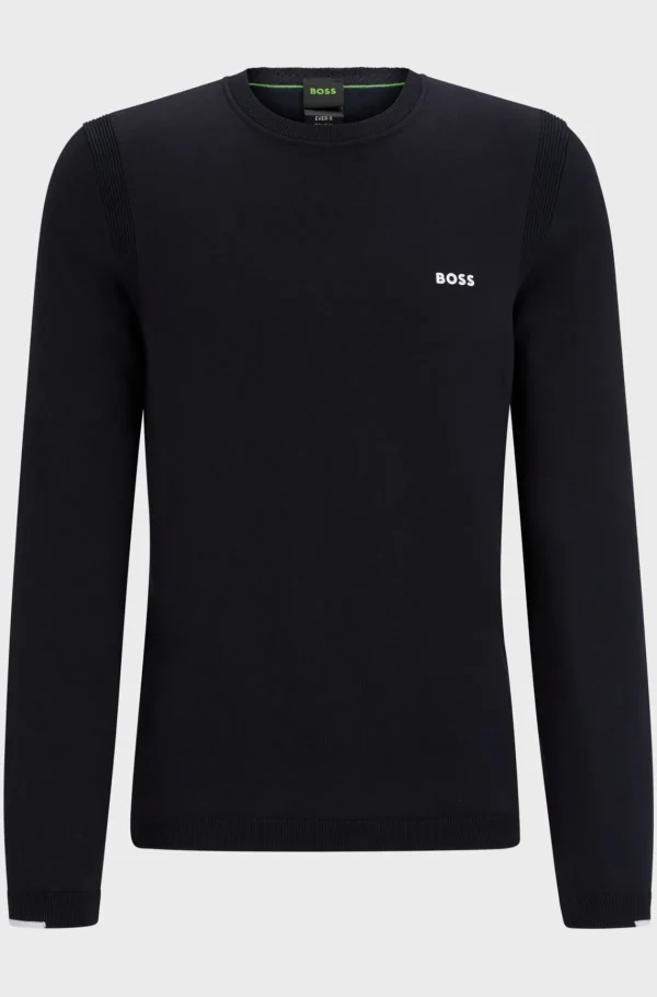 HUGO BOSS Camisolas E Cardigans>Camisola De Ajuste Regular Em Mistura De Algodão Com Logótipo Estampado