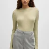 MULHER HUGO BOSS Camisolas E Cardigans>Camisola De Ajuste Slim De Mistura De Lã Com Aberturas Laterais