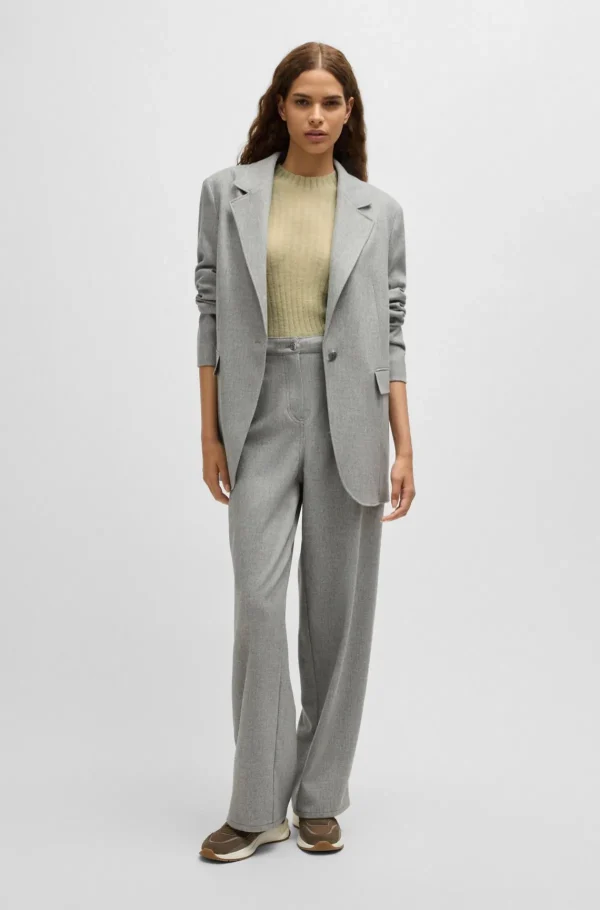 MULHER HUGO BOSS Camisolas E Cardigans>Camisola De Ajuste Slim De Mistura De Lã Com Aberturas Laterais