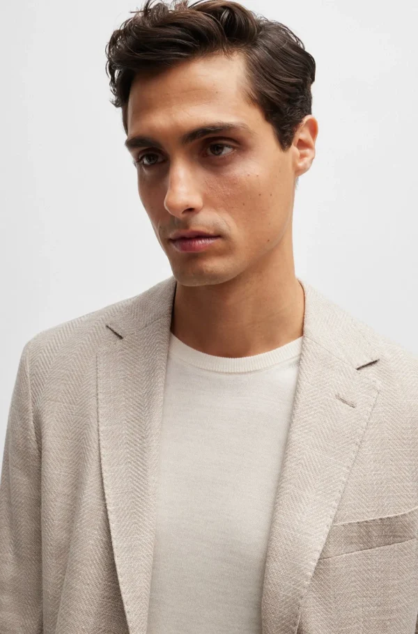 HUGO BOSS Camisolas E Cardigans>Camisola De Ajuste Slim Em Lã Virgem Com Gola Redonda