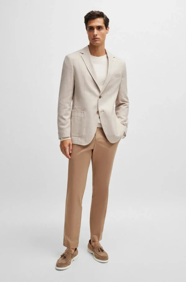HUGO BOSS Camisolas E Cardigans>Camisola De Ajuste Slim Em Lã Virgem Com Gola Redonda