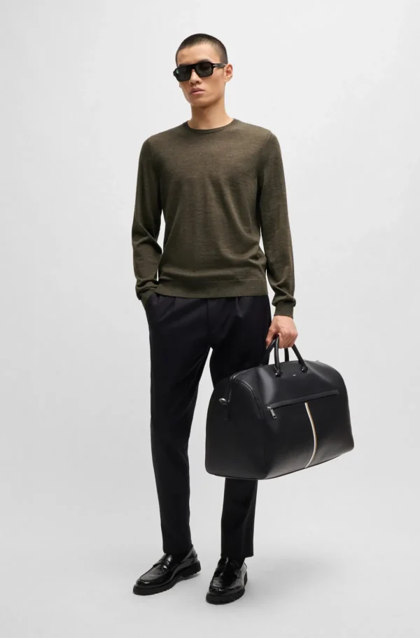 HUGO BOSS Camisolas E Cardigans>Camisola De Ajuste Slim Em Lã Virgem Com Gola Redonda