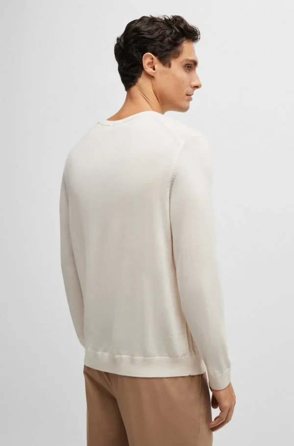 HUGO BOSS Camisolas E Cardigans>Camisola De Ajuste Slim Em Lã Virgem Com Gola Redonda