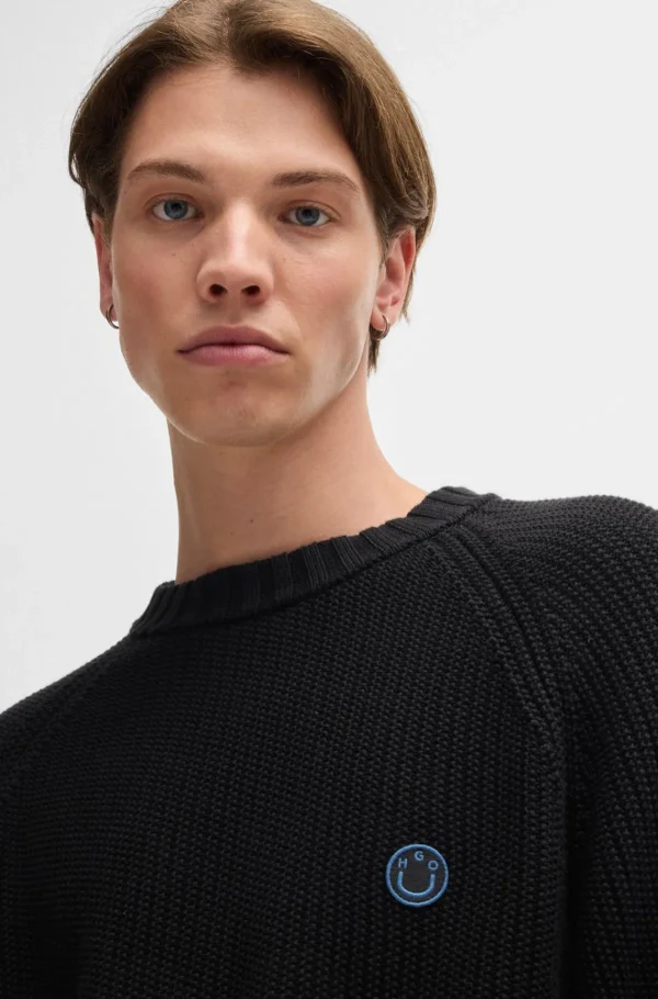 HUGO BOSS Camisolas E Cardigans>Camisola De Algodão Canelada Com Emblema Com Logótipo