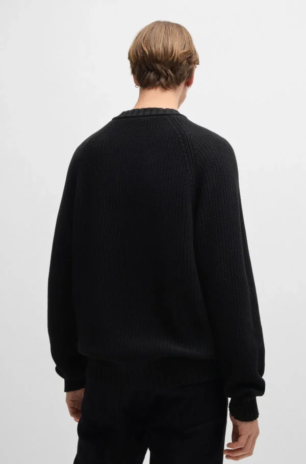 HUGO BOSS Camisolas E Cardigans>Camisola De Algodão Canelada Com Emblema Com Logótipo