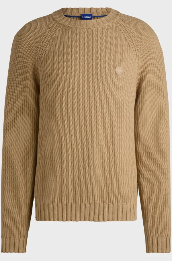 HUGO BOSS Camisolas E Cardigans>Camisola De Algodão Canelada Com Emblema Com Logótipo