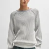 HUGO BOSS Camisolas E Cardigans>Camisola De Algodão Com Canelado De Dois Tons