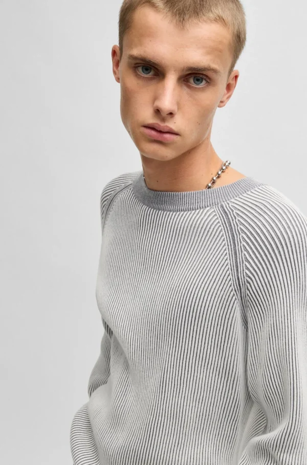 HUGO BOSS Camisolas E Cardigans>Camisola De Algodão Com Canelado De Dois Tons