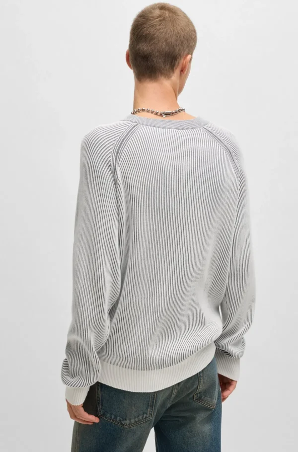 HUGO BOSS Camisolas E Cardigans>Camisola De Algodão Com Canelado De Dois Tons