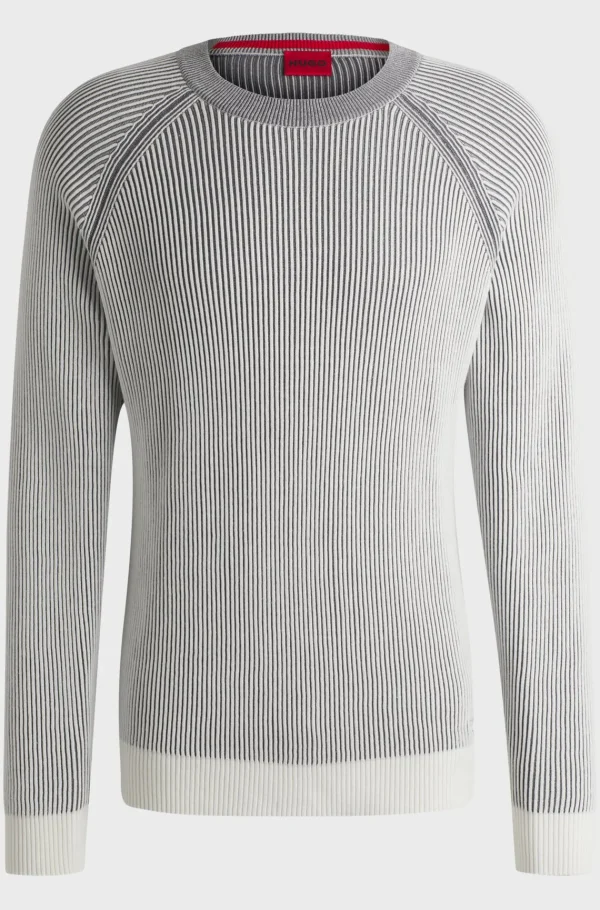 HUGO BOSS Camisolas E Cardigans>Camisola De Algodão Com Canelado De Dois Tons