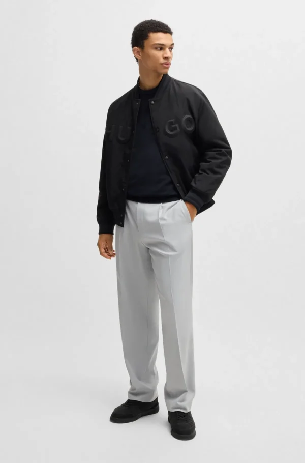 HUGO BOSS Camisolas E Cardigans>Camisola De Algodão Tricotado Com Etiqueta De Logótipo Vermelho