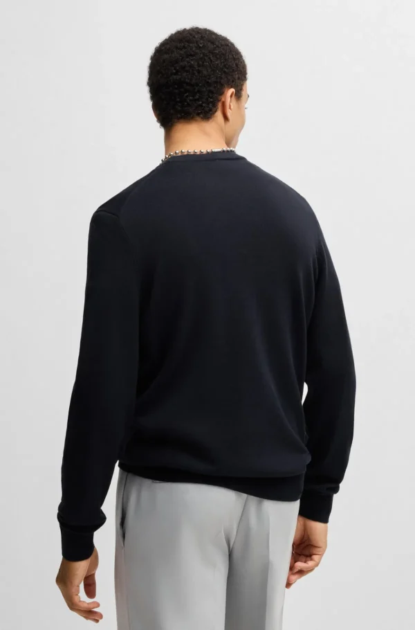 HUGO BOSS Camisolas E Cardigans>Camisola De Algodão Tricotado Com Etiqueta De Logótipo Vermelho