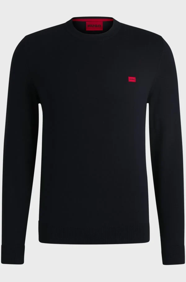 HUGO BOSS Camisolas E Cardigans>Camisola De Algodão Tricotado Com Etiqueta De Logótipo Vermelho