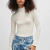 MULHER HUGO BOSS Camisolas E Cardigans>Camisola De Gola Alta Com Logótipo De Happy HUGO Bordado