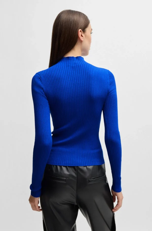 MULHER HUGO BOSS Camisolas E Cardigans>Camisola De Gola Alta Com Logótipo De Happy HUGO Bordado