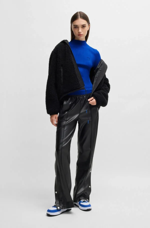 MULHER HUGO BOSS Camisolas E Cardigans>Camisola De Gola Alta Com Logótipo De Happy HUGO Bordado