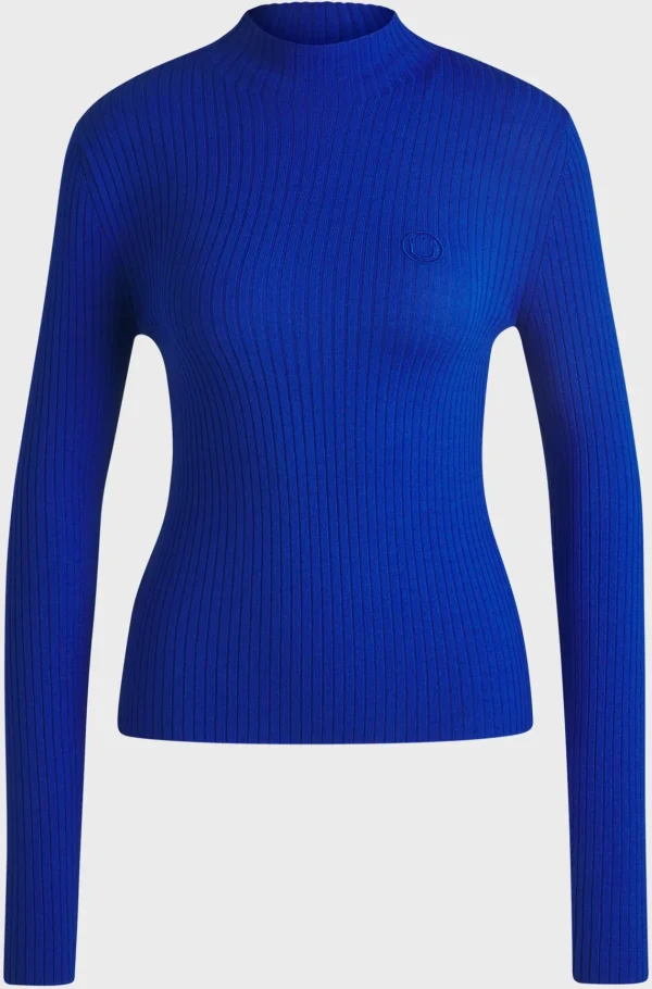 MULHER HUGO BOSS Camisolas E Cardigans>Camisola De Gola Alta Com Logótipo De Happy HUGO Bordado
