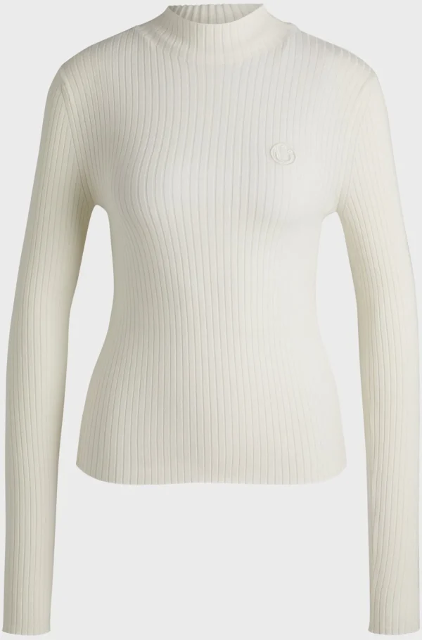 MULHER HUGO BOSS Camisolas E Cardigans>Camisola De Gola Alta Com Logótipo De Happy HUGO Bordado