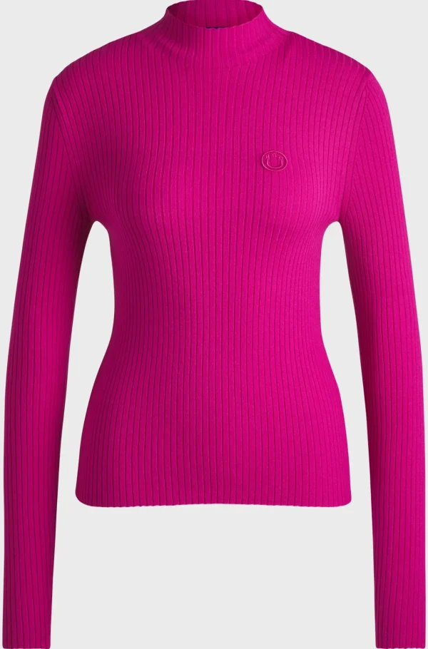 MULHER HUGO BOSS Camisolas E Cardigans>Camisola De Gola Alta Com Logótipo De Happy HUGO Bordado
