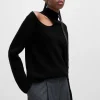 MULHER HUGO BOSS Camisolas E Cardigans>Camisola De Gola Alta De Ajuste Descontraído Com Detalhe Recortado