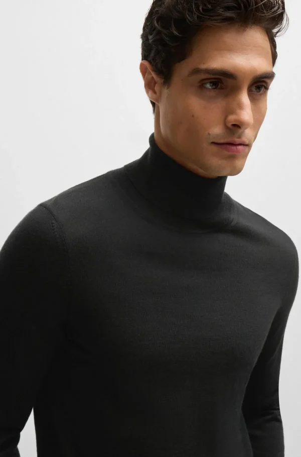 HUGO BOSS Camisolas E Cardigans>Camisola De Gola Alta De Ajuste Slim Em Lã Virgem