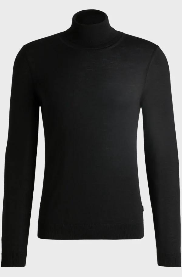 HUGO BOSS Camisolas E Cardigans>Camisola De Gola Alta De Ajuste Slim Em Lã Virgem