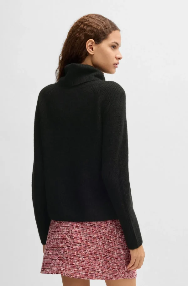 MULHER HUGO BOSS Camisolas E Cardigans>Camisola De Gola Alta Em Mistura De Lã Canelada