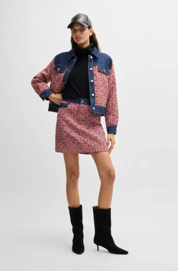 MULHER HUGO BOSS Camisolas E Cardigans>Camisola De Gola Alta Em Mistura De Lã Canelada
