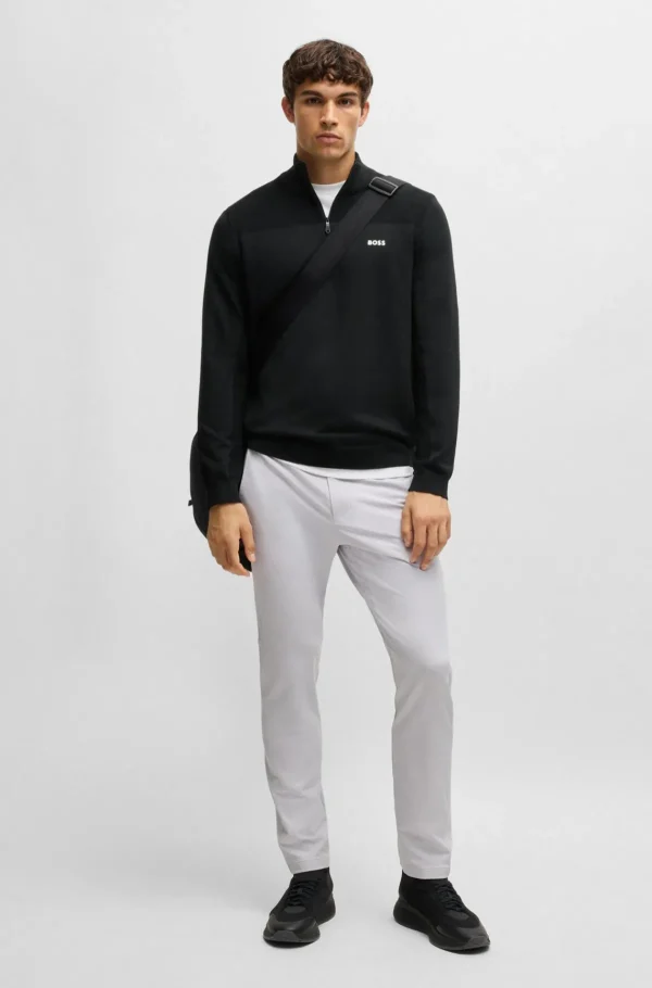 HUGO BOSS Camisolas E Cardigans>Camisola De Gola Com Fecho De Marca Em Tecido Dry-flex