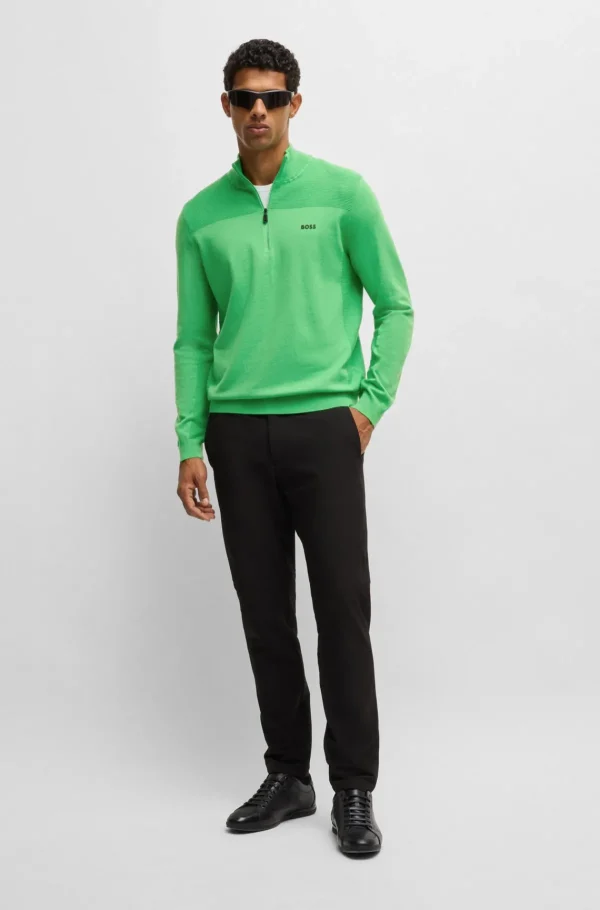 HUGO BOSS Camisolas E Cardigans>Camisola De Gola Com Fecho De Marca Em Tecido Dry-flex