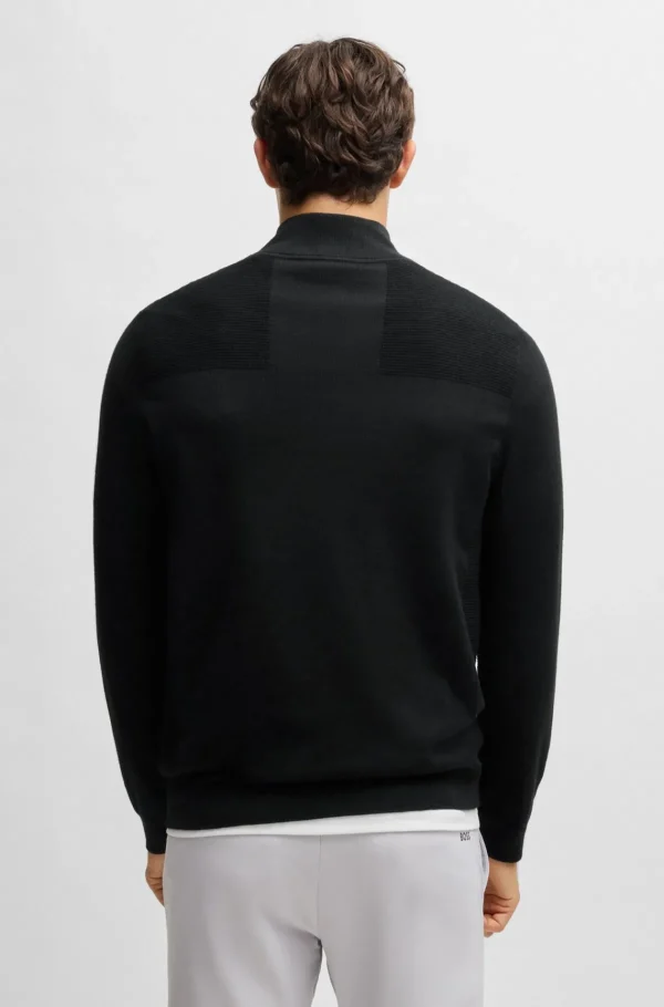 HUGO BOSS Camisolas E Cardigans>Camisola De Gola Com Fecho De Marca Em Tecido Dry-flex