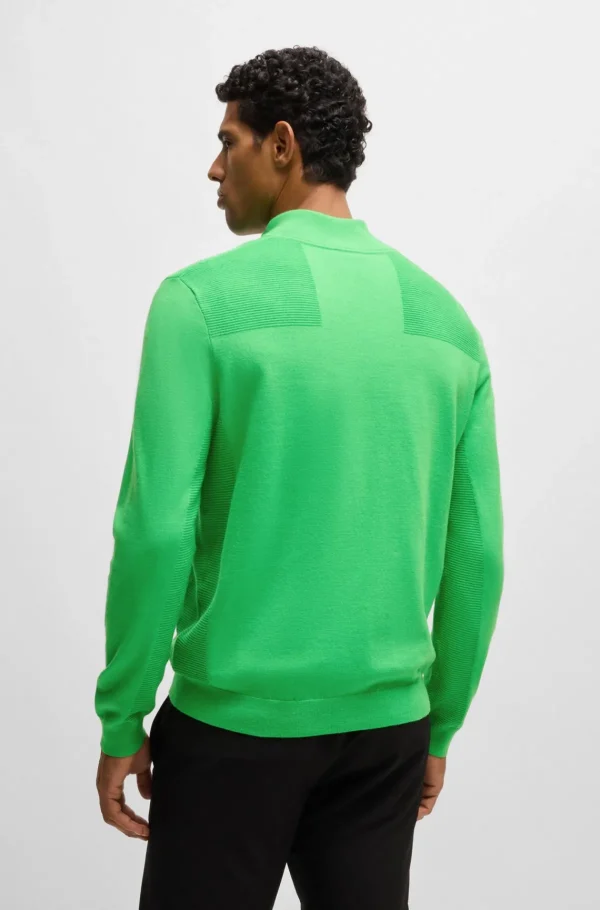 HUGO BOSS Camisolas E Cardigans>Camisola De Gola Com Fecho De Marca Em Tecido Dry-flex