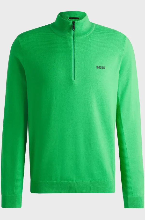 HUGO BOSS Camisolas E Cardigans>Camisola De Gola Com Fecho De Marca Em Tecido Dry-flex
