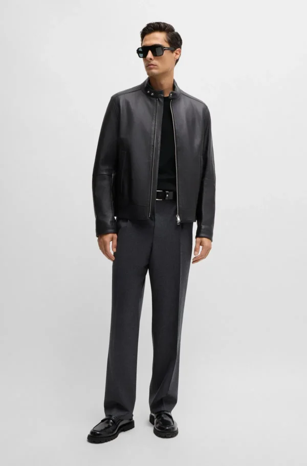 HUGO BOSS Camisolas E Cardigans>Camisola De Gola Redonda Em Lã Virgem Com Logótipo Bordado