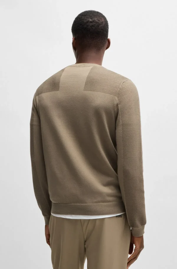 HUGO BOSS Camisolas E Cardigans>Camisola De Gola Redonda De Marca Em Tecido Dry-flex