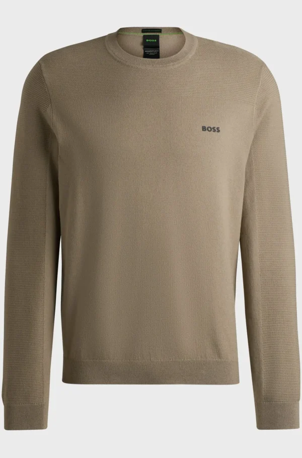 HUGO BOSS Camisolas E Cardigans>Camisola De Gola Redonda De Marca Em Tecido Dry-flex