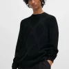 HUGO BOSS Camisolas E Cardigans>Camisola De Malha Com Motivo De Corrente De Assinatura Em Ajuste Regular