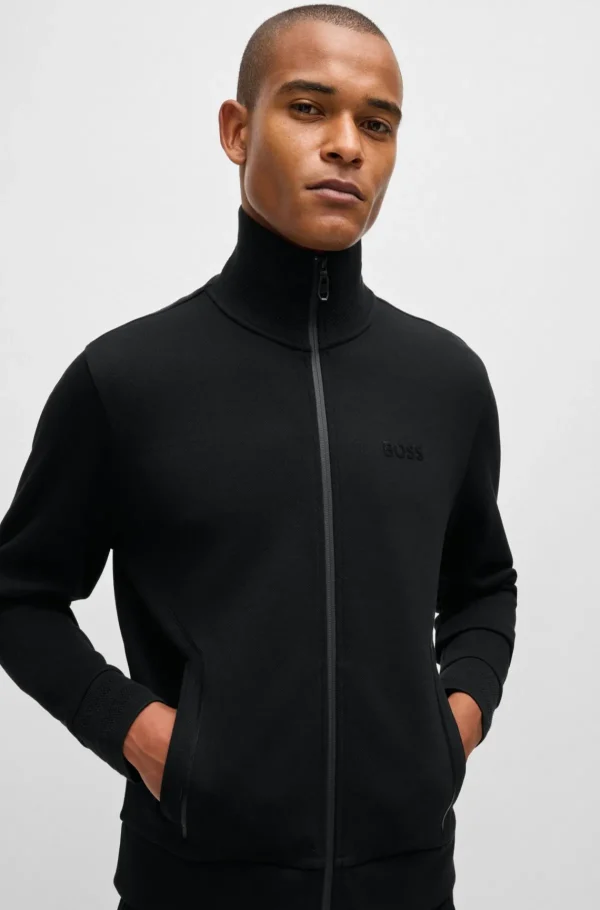 HUGO BOSS Sweats E Hoodies>Camisola De Mistura De Algodão Com Gola E Punhos Em Jacquard