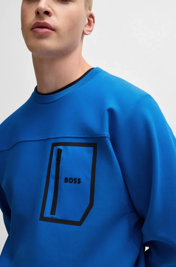 HUGO BOSS Sweats E Hoodies>Camisola De Mistura De Algodão Com Estampado Refletor Decorativo