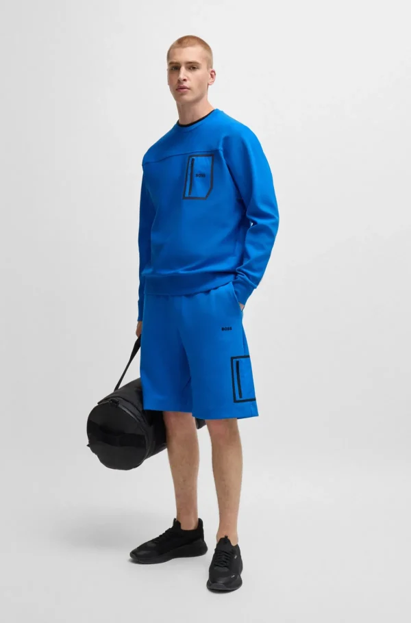 HUGO BOSS Sweats E Hoodies>Camisola De Mistura De Algodão Com Estampado Refletor Decorativo