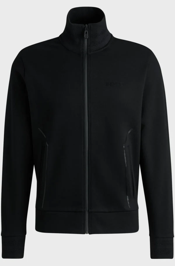 HUGO BOSS Sweats E Hoodies>Camisola De Mistura De Algodão Com Gola E Punhos Em Jacquard