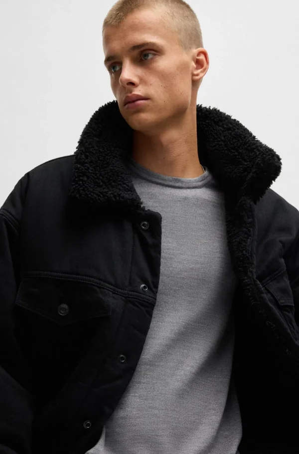 HUGO BOSS Camisolas E Cardigans>Camisola Em Lã Virgem Com Logótipo Bordado