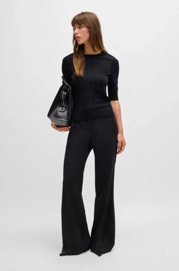 MULHER HUGO BOSS Camisolas E Cardigans>Camisola Em Mistura De Lã Merino Com Padrão Jacquard